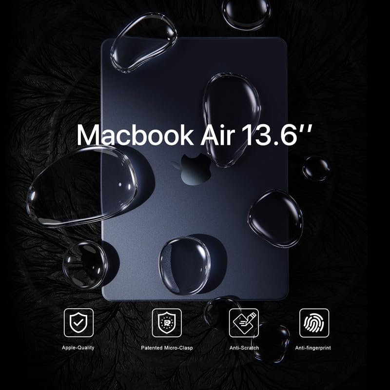 Image of Soonjet for MacBook Air 13 inch Case, M5 M4 M3 M2, 2022-2026 A3449 A3240 A3113 A2681, Color Matched, Snap-On Design, Fingerprint & Scratch Resistant, Hard Shell Protective Matte Cover for Mac Air 13.6