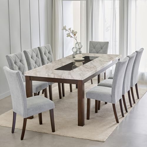 Image of Home Centre | Harmony | Solid Wood | 8 Seater Tables | White | 1 Year Warranty