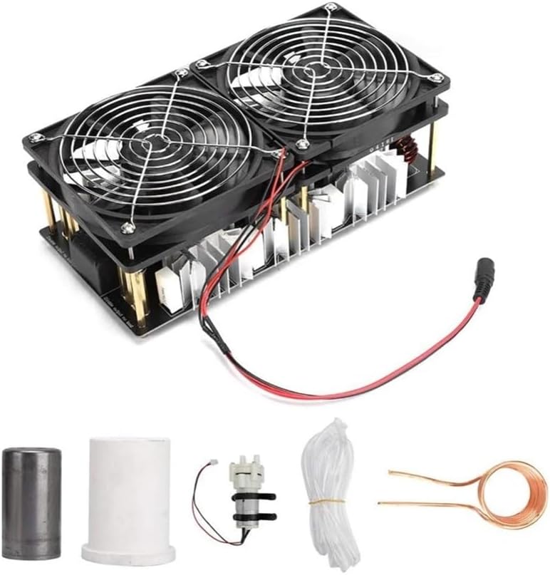 2500W ZVS Induction Heater Module Flyback Driver PCB Heating Board Radiator with Spiral Copper Tube Crucible Water Pump Pipe MAYAIYIN