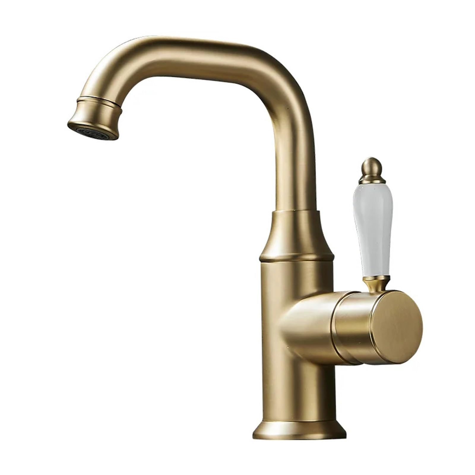 Soywim Brush Ed Gold Basin Faucet Bathroom Deck Mounted Brass Washbasin Mixer Tap, Single Handle Hot Cold,High-Pressure Resistant(Brush)