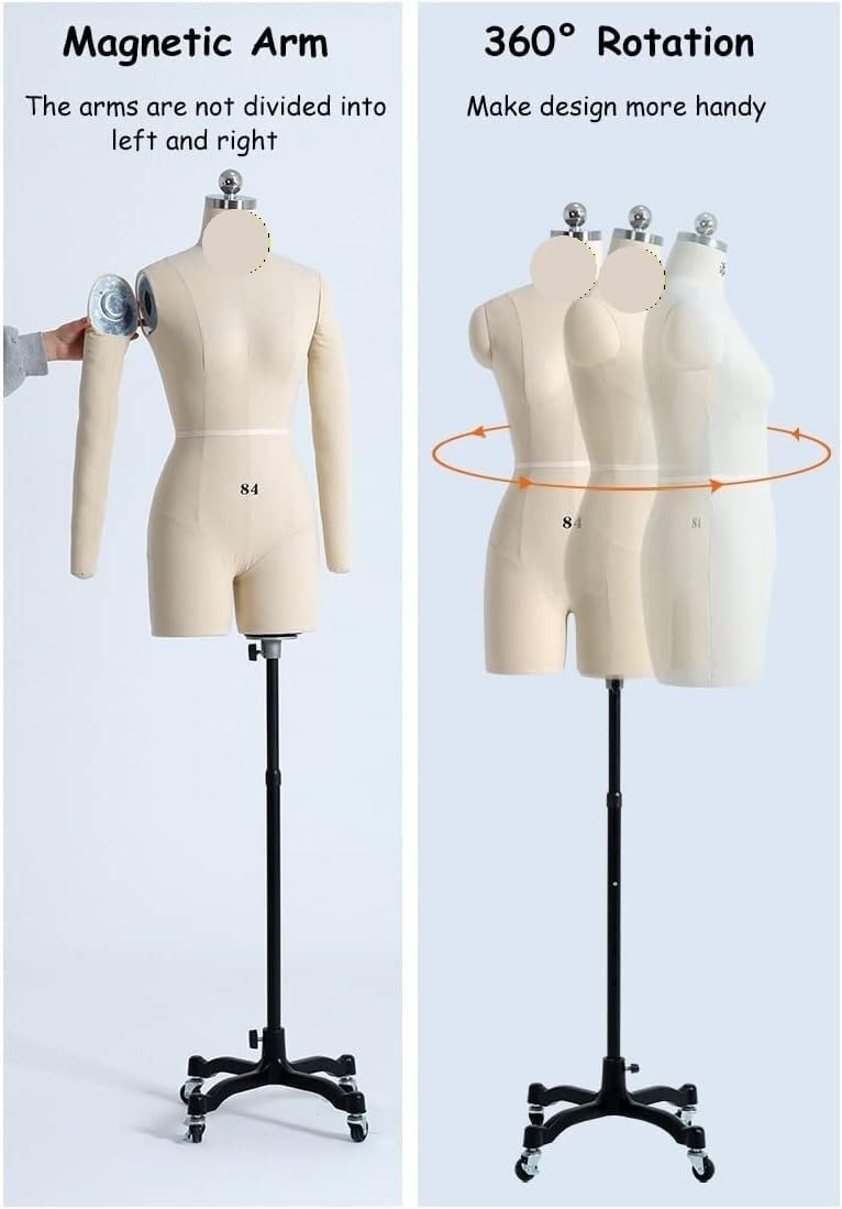 Pełnowymiarowy manekin do szycia z rękami i nogami, regulowana forma ubioru 150-175 cm, 1 szt.(White,X-Large)