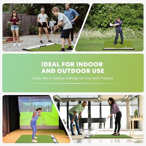 Integrated 5x4ft 6x4ft & 6x5ft 26mm-31mm Golf Mat with Ball Tray, Thickening Golf Mats Practice Outdoor & Indoor Artificial Turf Matt with 3 Tees - Image 6