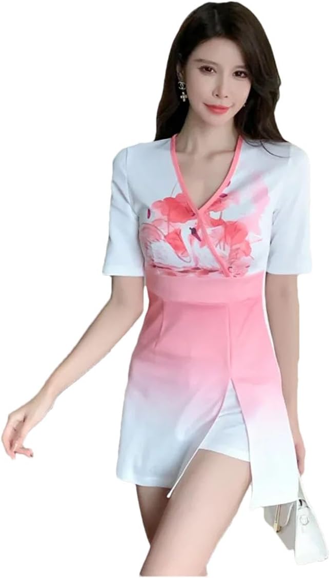 Woman Work Clothes Shirt Short Skirt Cafe Foot Bath Overalls Uniform