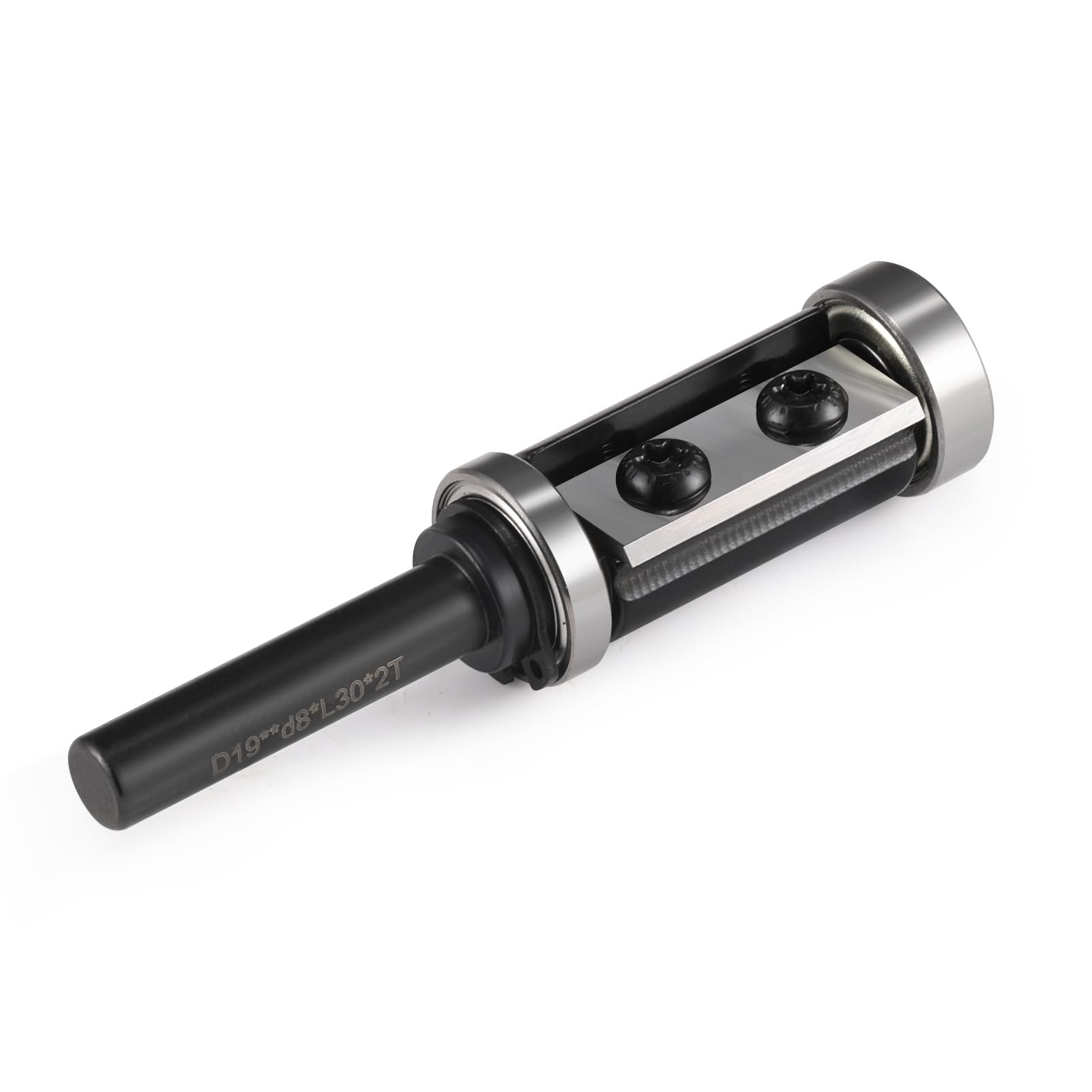 Fraise à affleurer à plaques réversibles avec tige de 8 mm, fraise à affleurer avec 2 surfaces de coupe en carbure interchangeable, diamètre = 19 mm, longueur totale = 30 mm en haut et en bas