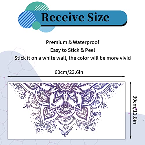 Boho Mandala Wall Decal Headboard Lotus Yoga Arch Wall Sticker Indian Bohemian Mandala Flower Wall Decor Peel And Stick Wall Decal For Living Room Bedroom Tv Wall Decoration (Purple) #TOP5