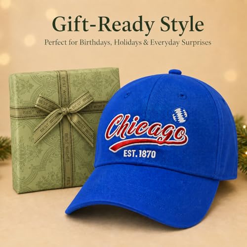 Image of Classic Vintage Embroidered Fashionable Baseball Cap for Men Women Teenager Cap City Hat Adjustable with Gift Box