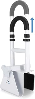 Vaunn Medical Height Adjustable Bathtub Grab Bar Safety Rails for Seniors - Tool-Free Install, 300 lbs Capacity