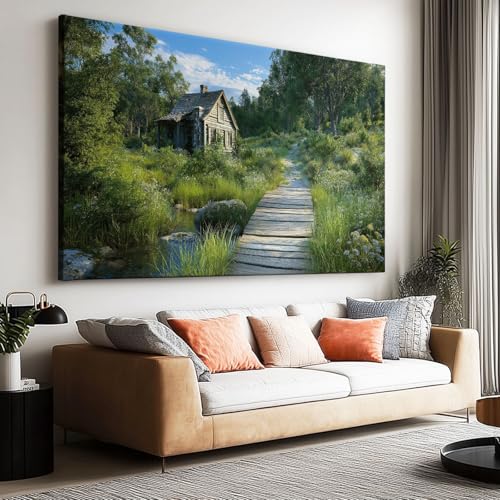 Generico Stampa su Tela con Cornice Casale In Campagna 40x30cm Quadri Moderni da Parete per Salotto e Camera da Letto, Decorazione Casa, Canvas Quadro Artistico