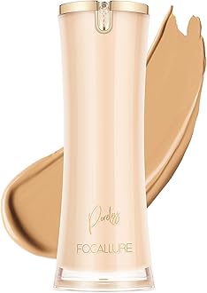 FOCALLURE PerfectBase Lasting Poreless Liquid Foundation, Medium to Full Coverage with Matte Finish, Covers Blemishes & Under-Eye Circles for All Skin Types, YL11 CANVAS