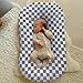 guruixu Muslin Baby Lounger Cover 2 Pack, 100% Cotton Infant Lounger Cover, Soft & Breathable Replacement Slipcover, Compatible with Snuggle Me Newborn Lounger (Tradewinds,Tradewinds Check)