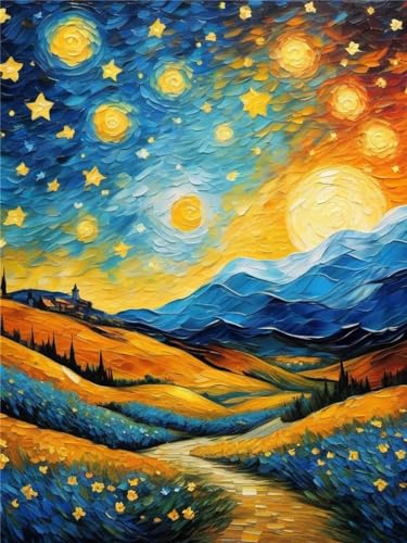 Diamond Painting Ciel Étoilé Coloré Décoration Murale Salon Kit Adulte 70x90cm