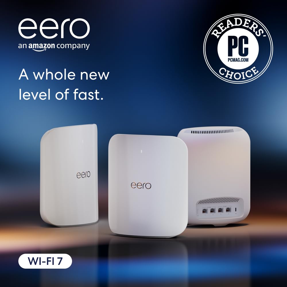 Amazon eero Max 7 mesh Wi-Fi router | 10 Gbps Ethernet | Coverage up to 695 m² | Connect 750+ devices | Ideal for Gaming | 3-Pack | Latest generation