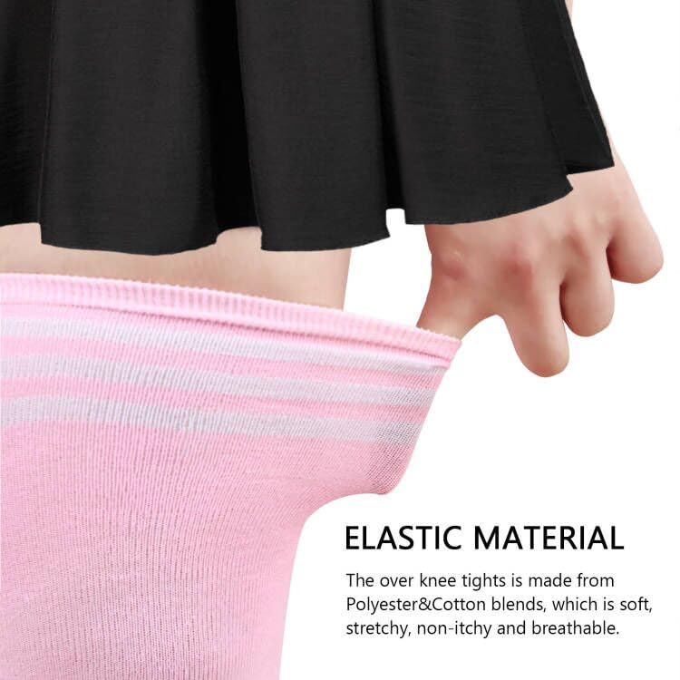 Image of DRESHOW Extra Long High Thigh Socks Striped Over Knee Thin Tights Long Stocking