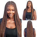 Wow Braids Box Braid Wig - Micro Knotless Braided Wigs For Black Women, With 360 Glueless Full Swiss Lace Cap,& Human Baby Hair Frontal, Synthetic Long Neat African Handmade Braiding - 32' / Brown