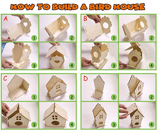 image for hapray 4 Pack Bird House Crafts for Kids Ages 5-8 8-12, Buildable DIY 