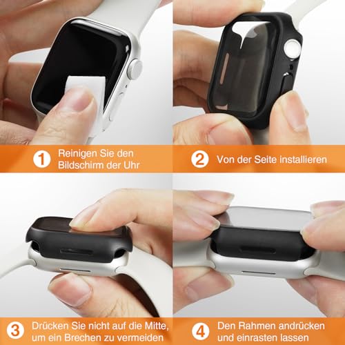 LK [2 Pack Compatible con Apple Watch Series 9/8/7 45mm Funda, Ultra Delgada PC Funda, Protección Completa, Resistente a arañazos Funda para Apple Watch 9/8/7 45mm, contra arañazos y caídas-Negro