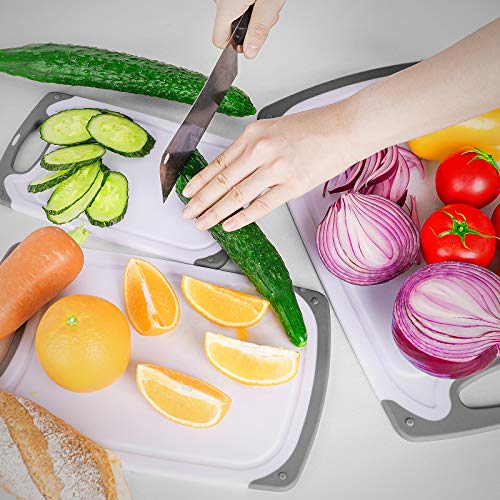 Ligttle Plastic Cutting Board Set of 3, BPA Free Kitchen Cutting Boards with Juice Grooves and Easy Grip Handle, Dishwasher Safe & Non-Porous - Thumbnail 5