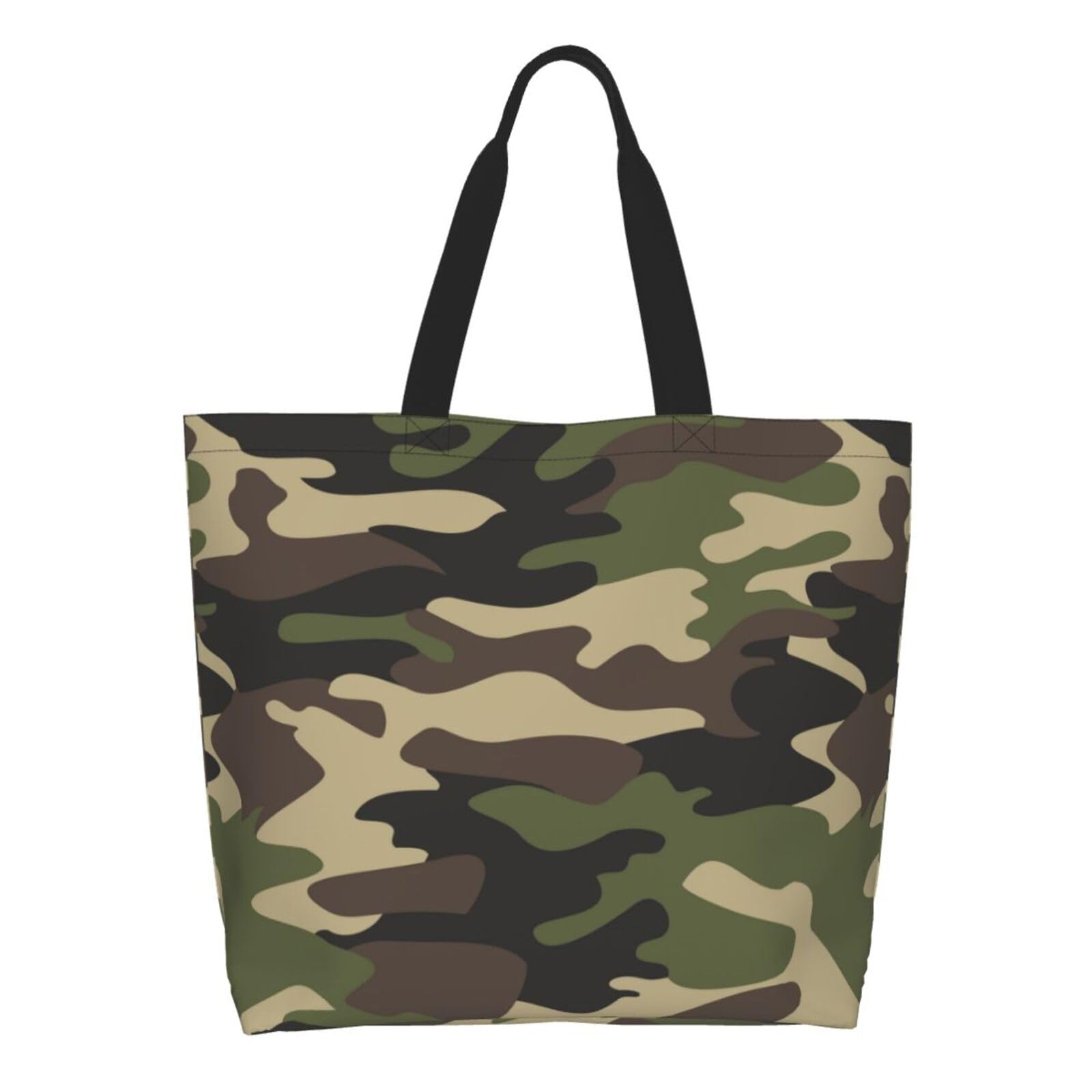 LUVOADALA Camouflage Camo Large Tote Bag Casual Shoulder Bags Reusable Grocery Handbag For Women Travel Shopping Gym