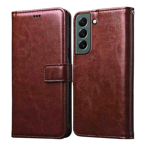 Image of Flip Cover Back Case for Samsung Galaxy S22 5G | Premium Leather Finish | Inbuilt Pockets & Stand | Flip Cover Back Case for Samsung Galaxy S22 5G (Brown)