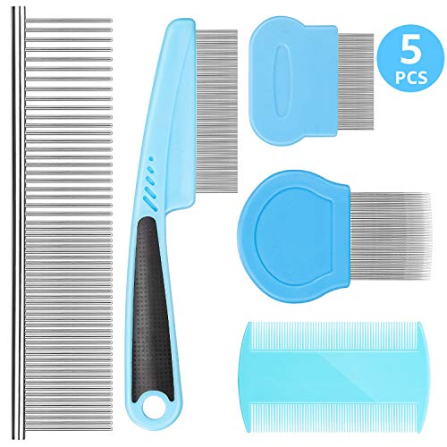 BENSEAO Flea Comb for Dogs Cat Comb Lice Comb Metal Tear Stain Dog