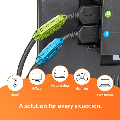 Dotz Cord ID Pro Cord & Cable Identification System- Cord Labels for Organize Cords, Chargers & Wires at Home or Office- Cords Identifiers Keep Your Setup Neat, Tangle-Free & Easy to Manage-DCI171M-C