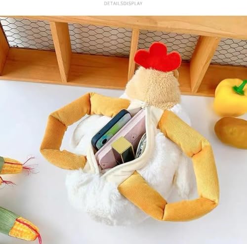 Funny Women Chicken Purse,Novelty Chicken Bag for Women,Hen Plush Bag,Chicken With Ambiguous Eyes Bag Big Eyes Chicken Bag4