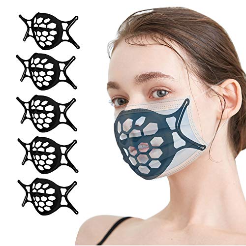 Bioplj Face_Mask Guards Upgraded for Breathing 3D Face_Mask Spacer Bracket Inner Support Frame for Lipstick Protection Breathe Cup Reusable Washable 5 Black