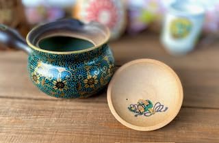 Amazon | 百華園 九谷×萬古『至高急須』大 手打ち青粒『裏絵』陶器  