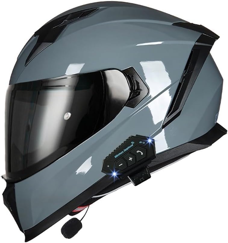 Casque de moto modulaire Bluetooth intégral double visière pour homme et femme XL