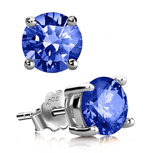 Adabele Authentic Sterling Silver Birthstone Stud Earrings 6mm/0.84 Carat Cubic Zirconia Imitation Diamond Gemstone Hypoallergenic Nickel Free Tarnish Resistant Women Men Fine Jewelry