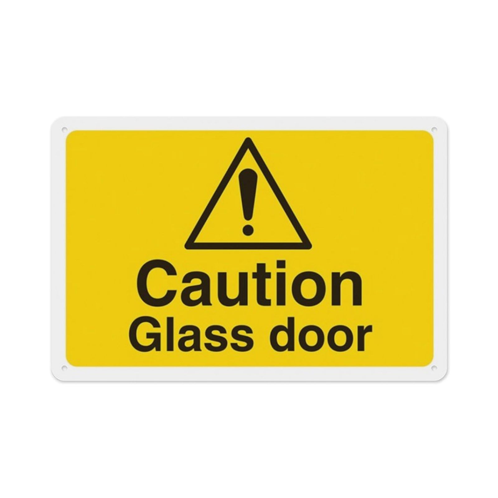 peiyeety Caution Glass Door Aluminum Tin Warning Signs For Home Outdoor Garden 12X16 Inches