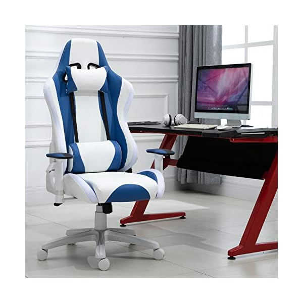 Vinsetto LED Light Racing Chair Ergonomic PU Leather Thick Padding High Back w/Removable Pillows Adjustable Height 5 Wheels 360° Swivel Rocking Gaming Chair - Image 3
