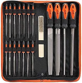 BACOENG 19Pcs in One Metal File Set - Includes 4 Pcs Large File, 14 Pcs Needle File & 1 Pcs Copper Wire Brush for Woodwork, Metal, Model & Hobby Applications