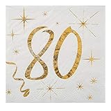 pinterest tischdeko 80. geburtstag  Santex Cocktail-Servietten 80. Geburtstag Golden Times 20er Pack