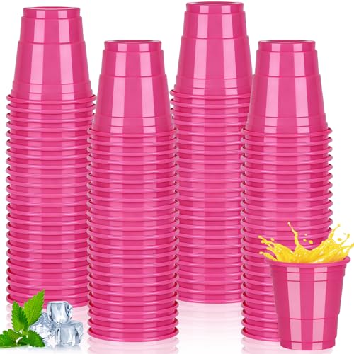 Pineburg 50 Pack 2oz Rose Pink Plastic Shot Glasses - Womens Day Spring Easter Graduation Mothers Day Party Cups Disposable Supplies