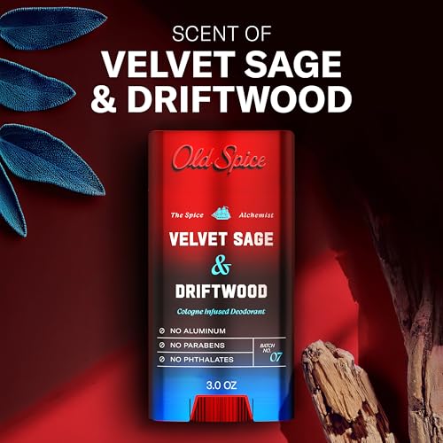 Image of Old Spice Aluminum Free Deodorant for Men, The Spice Alchemist Collection, 24 /7 Cologne Infused Scent, No Trade Off Formula, Free of Parabens & Phthalates, Velvet Sage + Drift Wood Scent, 3.0 oz