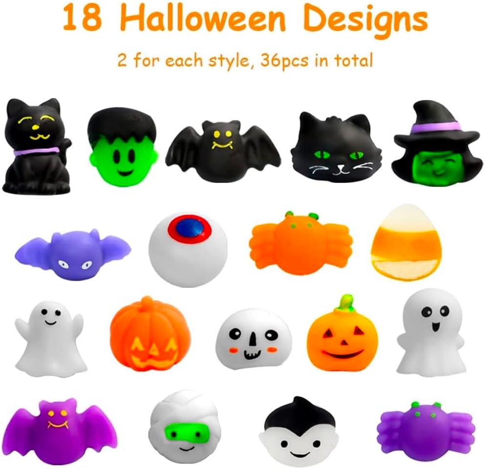 36 PCS Squishies Kawaii Cute Mochi Squishy Stress Reliever Anxiety Toys Halloween Party Favors Treat Goody Bag Filler Gifts - Image 2