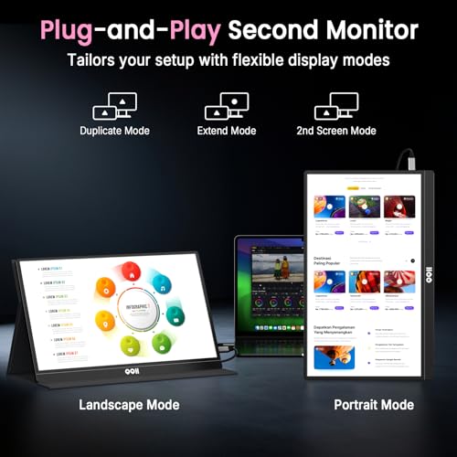 Image of QQH 4K Portable Monitor, 15.6 inch IPS 3840x2160 UHD USB-C HDMI Travel Portable Monitor for Laptop, Ultra-Slim Alloy Gaming Monitor Second Display with w /Smart Cover for PC, Phone, PS5 /4, Xbox, Switch