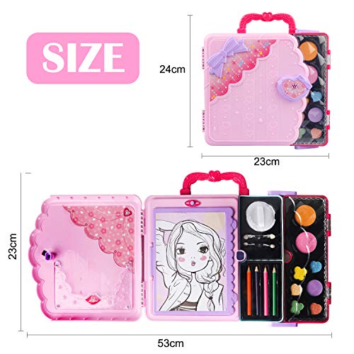 Light Up Tracing Pad Coloring Drawing Board Princess Painting Art Set with Portable Case for Girl Kids Age 3 4 5 - Thumbnail 2