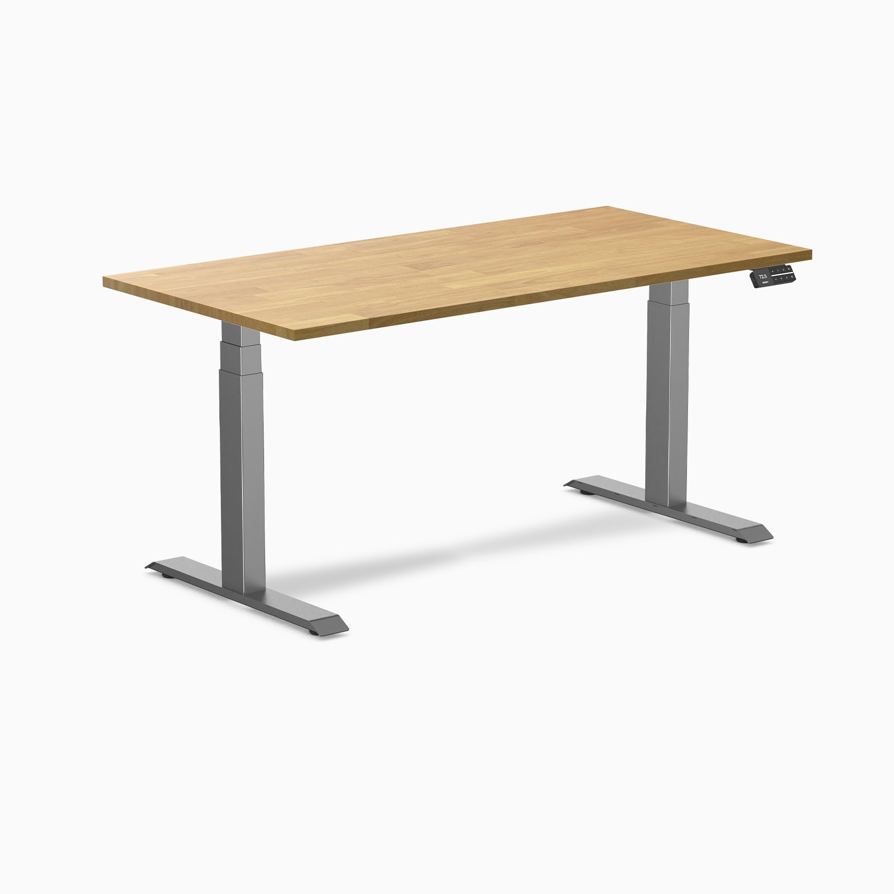 Desky Dual Rubberwood Sit Stand Desk Light Oak 60" Space Gray