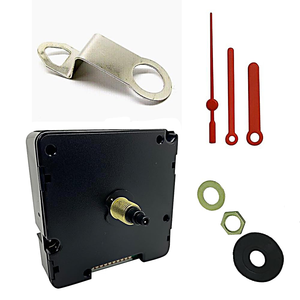 Ticking Battery Operated Automic UK Radio Controlled Clock Movement Mechanism/Motor Quartz MSF Signal (5, 55mm Red Plastic Hands)