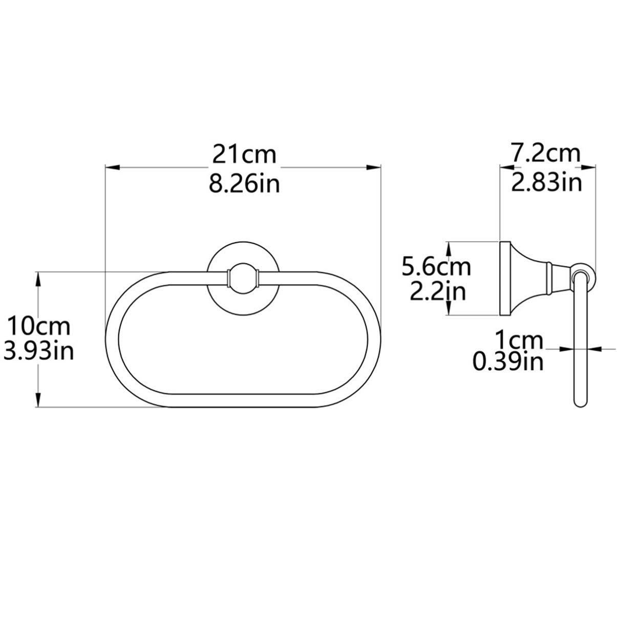 IMIKEYA Wand-Montiert Handtuch Ring Edelstahl Handtuch Haken Moderne Hand Halter für Bad Küche Weiß