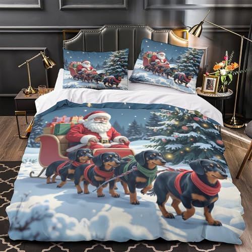 Housse de couette Père Noël hypoallergique et super douce en microfibre 3D