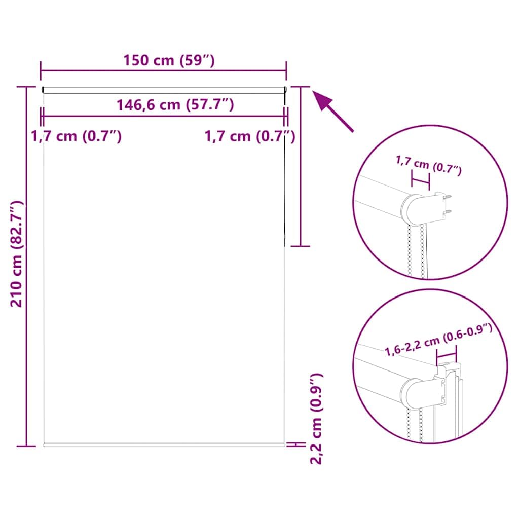 vidaXL Verdunkelungsrollo Grau 150x210cm Stoffbreite 146,6cm Polyester