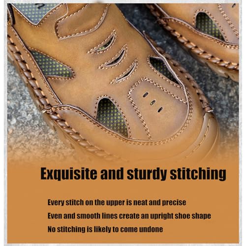 Stepthetop Sandals for Men, Men's Premium Leather Orthopedic Sandals, Handcrafted Full-Grain Leather-Closed Toe, Arch Support, Anti-Slip, Shock-Absorbing4