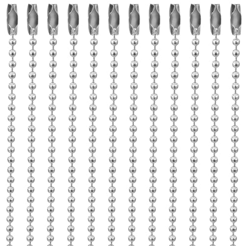 100 Pcs 3.9 Inch Long Keychain Chain, Ball Chain for Hanging Decoration, Dog Tag Chains with Connectors, Beaded Keychain for DIY Crafts(Silver)