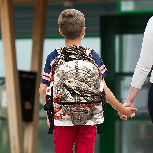 Sac à dos poisson et fleurs multicolore ensemble scolaire moderne - 6