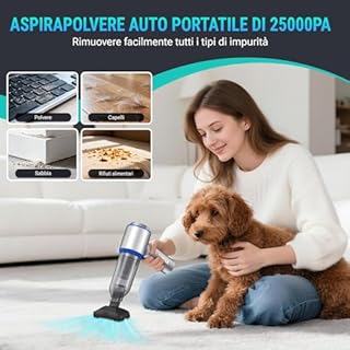 Yomile Aspirabriciole Senza Fili 4 in 1, Aspirapolvere Auto 25000PA Aspirapolvere Senza Fili Potente con Motore Brushless, Mini aspirapolvere Soffiatore Aspiratore per Casa, Ufficio, Cucina