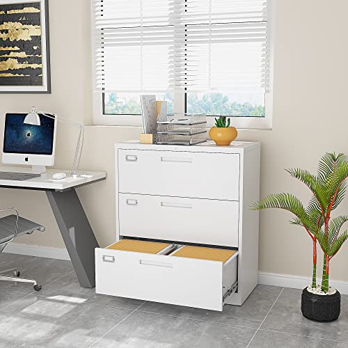 Stani Lateral File Cabinet With Lock, 3 Drawer Lateral Filing Cabinet, Lockable Filing Cabinet For Hanging Files Letter/Legal/F4/A4 Size, Metal Lateral File Cabinet For Home And Office #TOP1