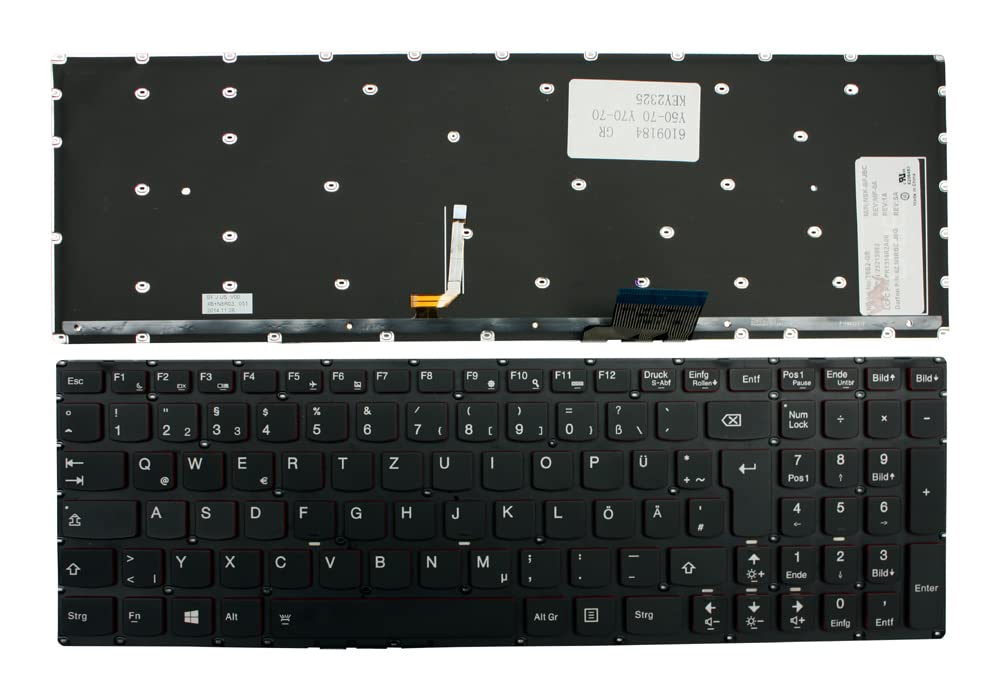 Clavier noir rétro-éclairé allemand pour travailler de nuit sur Lenovo PK1314R2A00 - 2